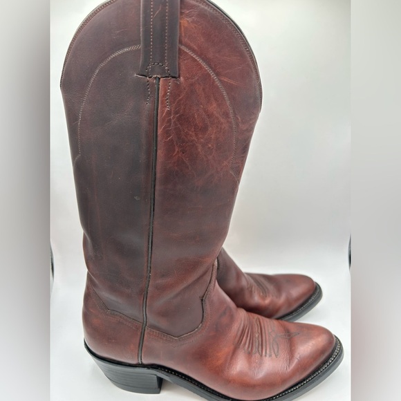 Vintage Men’s Panhandle Slim Brown Leather Cowboy Western Rancher Pull On Boots - Picture 6 of 14
